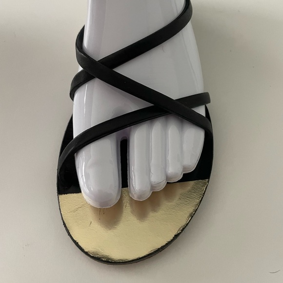 CHANEL BLACK LEATHER ANKLE STRAP SANDALS EU SIZE 37 US SIZE 7 - Picture 6 of 16